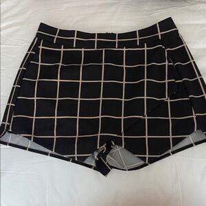 Women's Black Grid Pattern Shorts